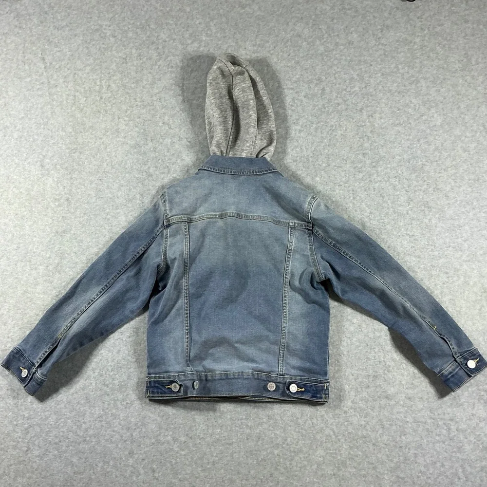 Old Navy Kids Denim Jacket with Grey Hood Medium Wash Size M 8
